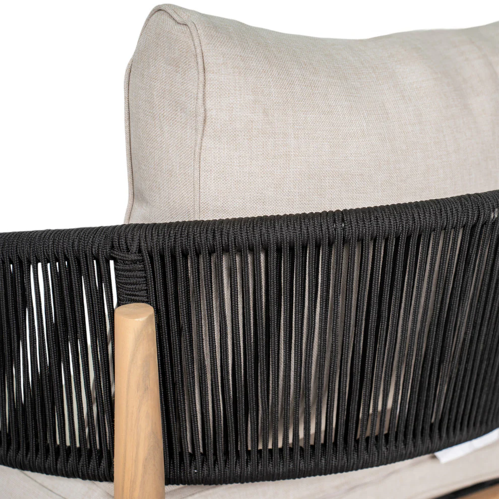 GDF Studio Werne Outdoor Acacia Wood Club Chair, Beige Cushion, Black Rope, Set of 2 - Image 9
