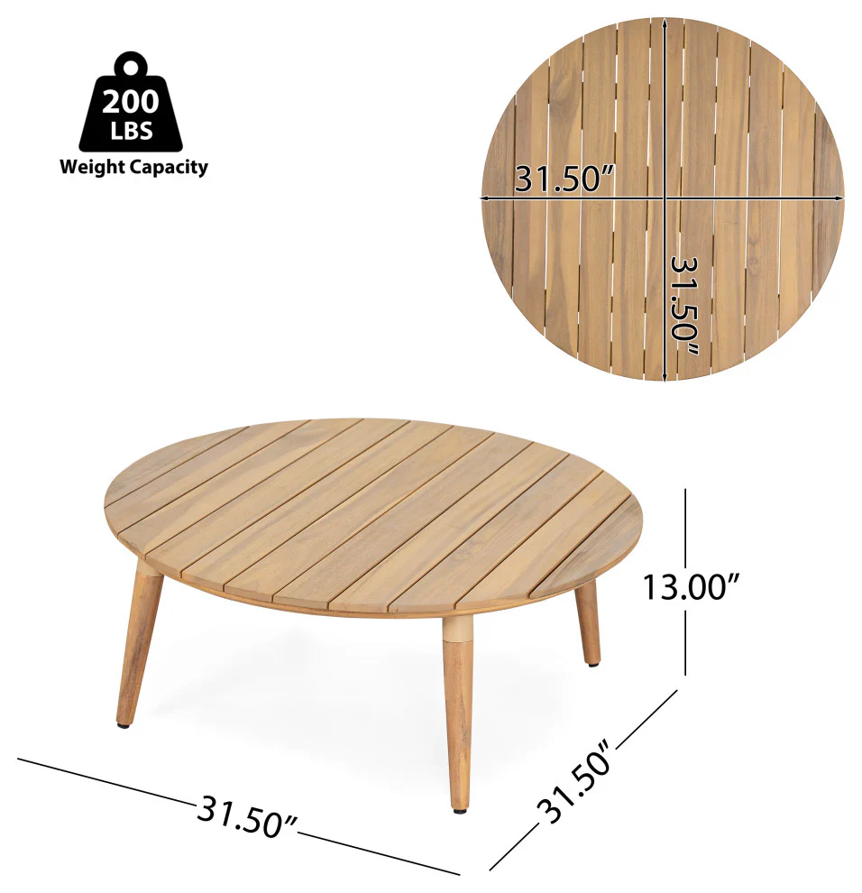 GDF Studio Werne Outdoor Wood Lounge Set, Black Rope, Set of 4 - Image 6