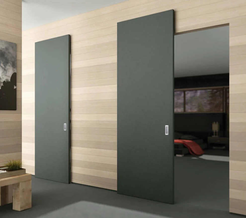 Hidden Barn  Planum 0017 Matte Grey  Flush Magic Concealed Sliding Set 42x 96 - Image 4
