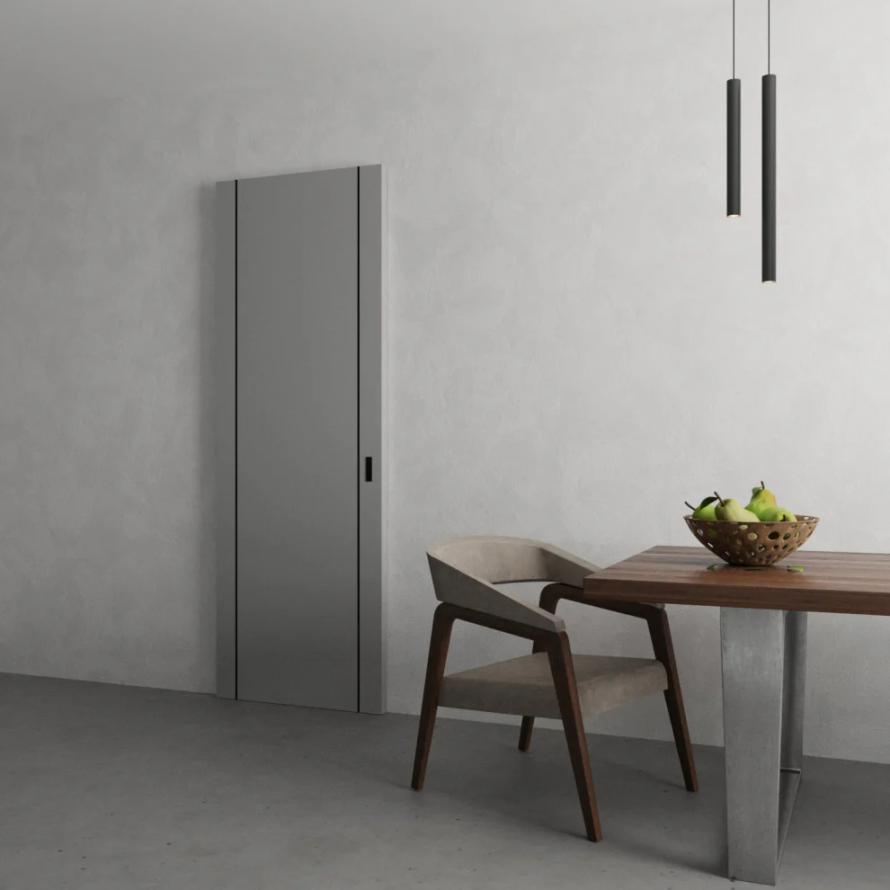 Hidden Barn  Planum 0017 Matte Grey  Flush Magic Concealed Sliding Set 42x 96 - Image 5